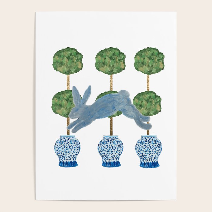 Topiary Country French Bunny Rabbit Ginger Jars Poster Gallery Image 4