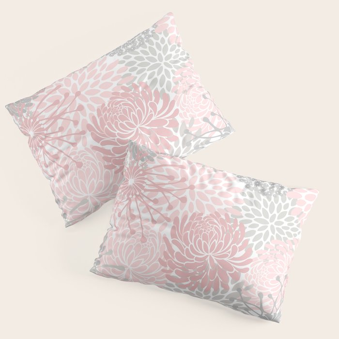 Festive, Floral Prints, Bloom Mix, Pink and Gray Pillow Sham Gallery Image 1