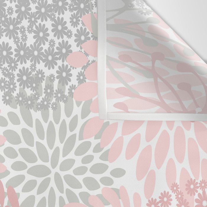 Festive, Floral Prints, Bloom Mix, Pink and Gray Wall Tapestry Gallery Image 3