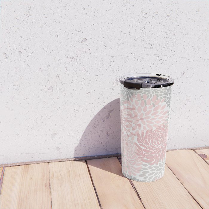 Festive, Floral Prints, Bloom Mix, Pink and Gray Travel Mug Gallery Image 4