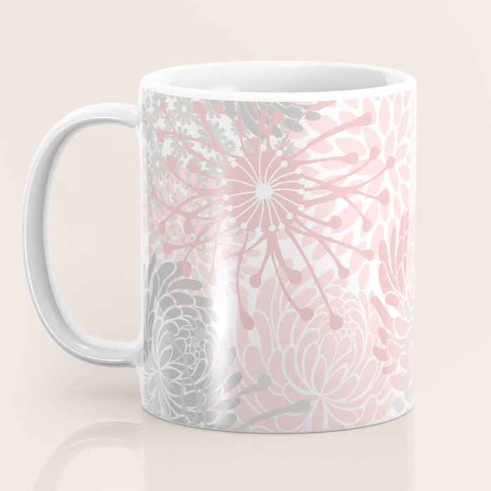 Festive, Floral Prints, Bloom Mix, Pink and Gray Coffee Mug Gallery Image 3