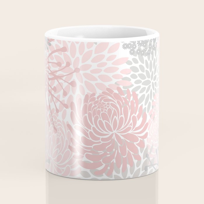 Festive, Floral Prints, Bloom Mix, Pink and Gray Coffee Mug Gallery Image 4