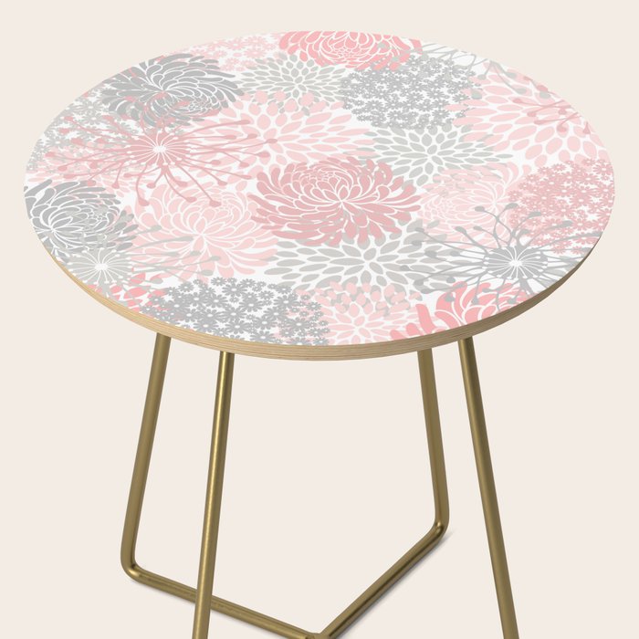 Festive, Floral Prints, Bloom Mix, Pink and Gray Side Table Gallery Image 2