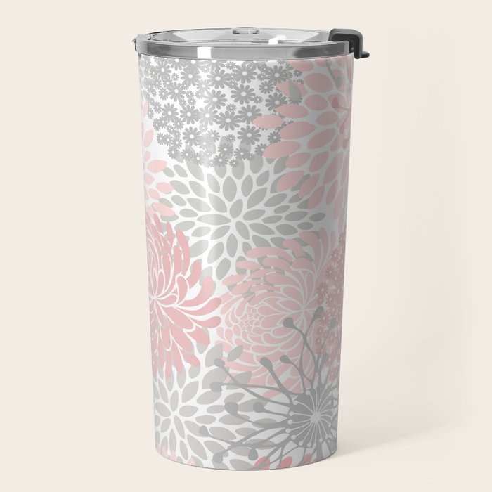 Festive, Floral Prints, Bloom Mix, Pink and Gray Travel Mug Gallery Image 2