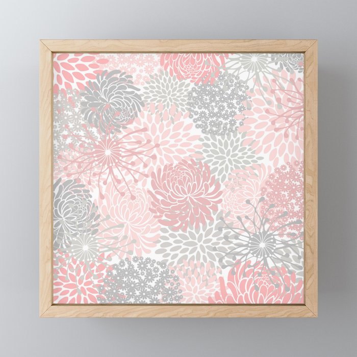 Festive, Floral Prints, Bloom Mix, Pink and Gray Mini Art Print Gallery Image 1