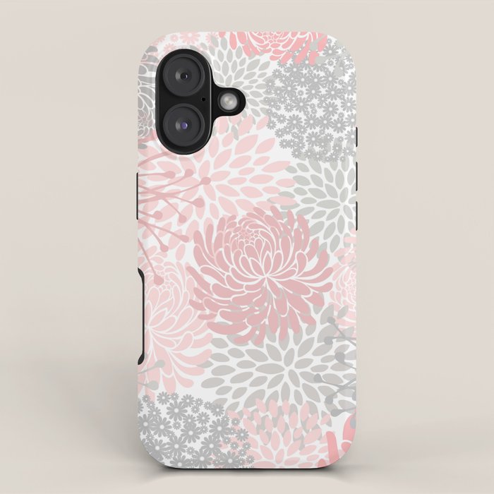 Festive, Floral Prints, Bloom Mix, Pink and Gray iPhone Case Gallery Image 1