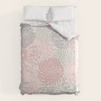 Festive, Floral Prints, Bloom Mix, Pink and Gray Duvet Cover Gallery Image 6