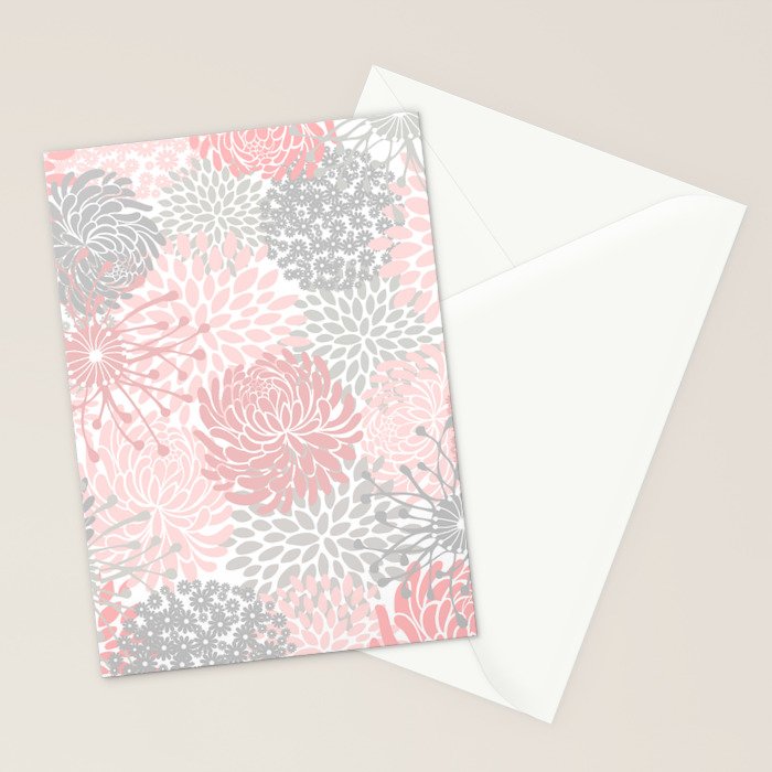 Festive, Floral Prints, Bloom Mix, Pink and Gray Stationery Card Gallery Image 2