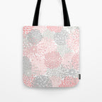 Festive, Floral Prints, Bloom Mix, Pink and Gray Tote Bag Gallery Image 1
