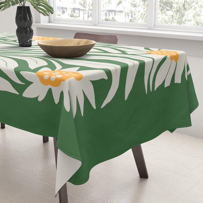 White Camellia & Fern Green Tablecloth Gallery Image 3