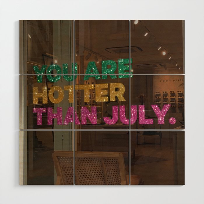 July - HOT SUMMER | collage art by Yana Potter | glitter art | collage creative | summer mood | sunshine Wood Wall Art Gallery Image 1