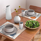 Mid Century Modern Geometric 199 in Navy Blue Orange Placemat Gallery Image 2