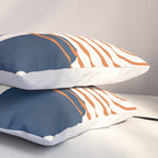 Mid Century Modern Geometric 199 in Navy Blue Orange Pillow Sham Gallery Image 3