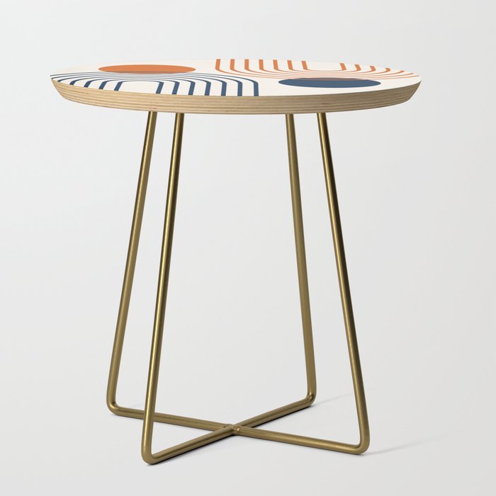 Mid Century Modern Geometric 199 in Navy Blue Orange Side Table Gallery Image 1