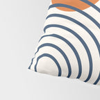 Mid Century Modern Geometric 199 in Navy Blue Orange Pillow Sham Gallery Image 4