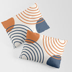 Mid Century Modern Geometric 199 in Navy Blue Orange Pillow Sham Gallery Image 3