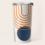 Mid Century Modern Geometric 199 in Navy Blue Orange Travel Mug Gallery Image 2