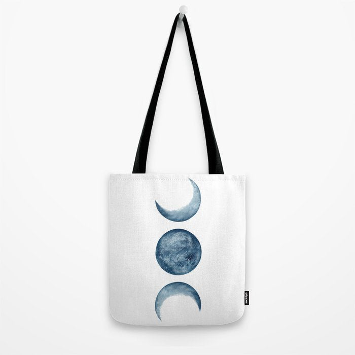 Blue Moon Phases Watercolor Tote Bag Gallery Image 2