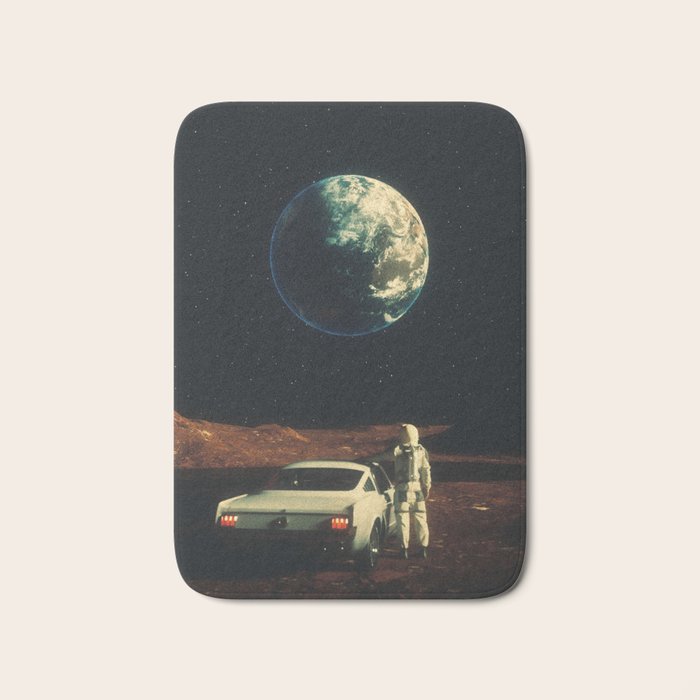 Far From Home - Retro-Futuristic Marsian Astronaut Collage Artwork  Bath Mat Gallery Image 1