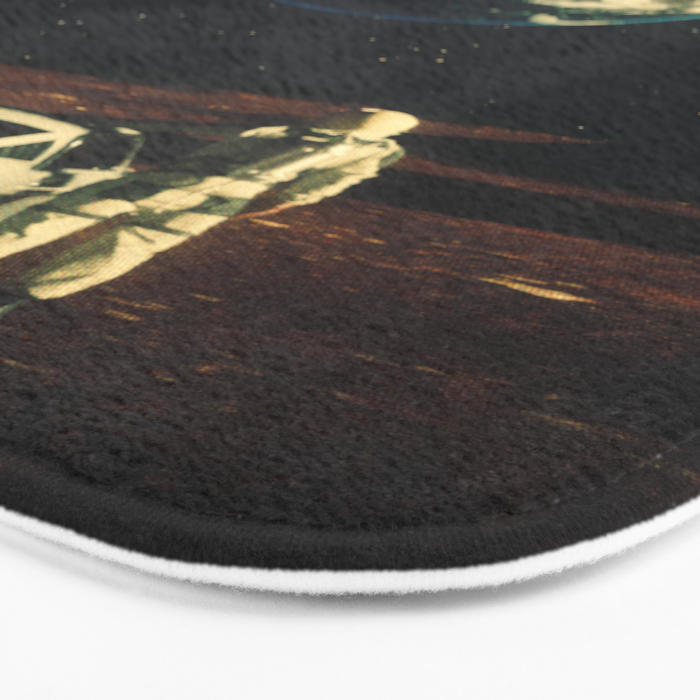 Far From Home - Retro-Futuristic Marsian Astronaut Collage Artwork  Bath Mat Gallery Image 3