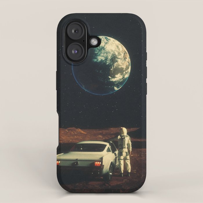 Far From Home - Retro-Futuristic Marsian Astronaut Collage Artwork  iPhone Case Gallery Image 1