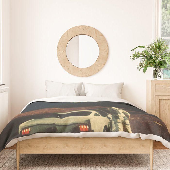 Far From Home - Retro-Futuristic Marsian Astronaut Collage Artwork  Duvet Cover Gallery Image 3