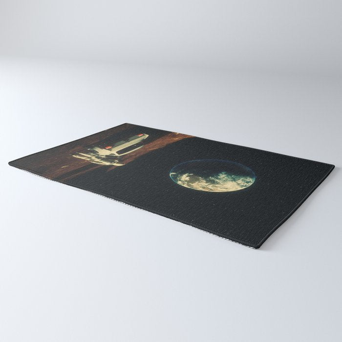 Far From Home - Retro-Futuristic Marsian Astronaut Collage Artwork  Rug Gallery Image 3