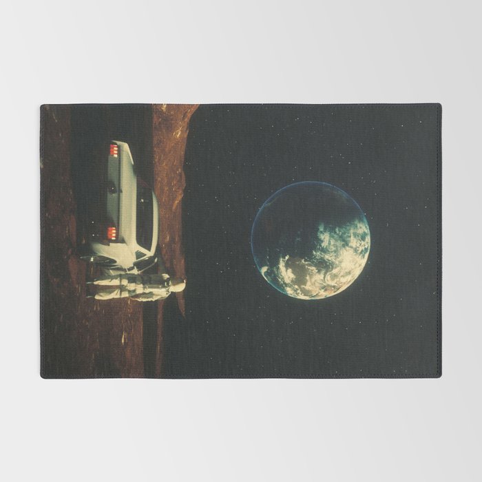 Far From Home - Retro-Futuristic Marsian Astronaut Collage Artwork  Rug Gallery Image 2
