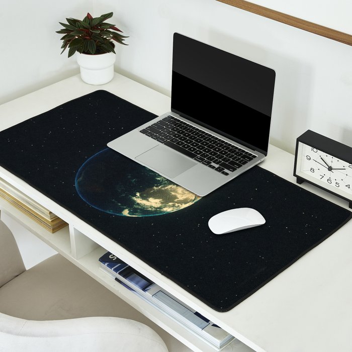 Far From Home - Retro-Futuristic Marsian Astronaut Collage Artwork  Desk Mat Gallery Image 2