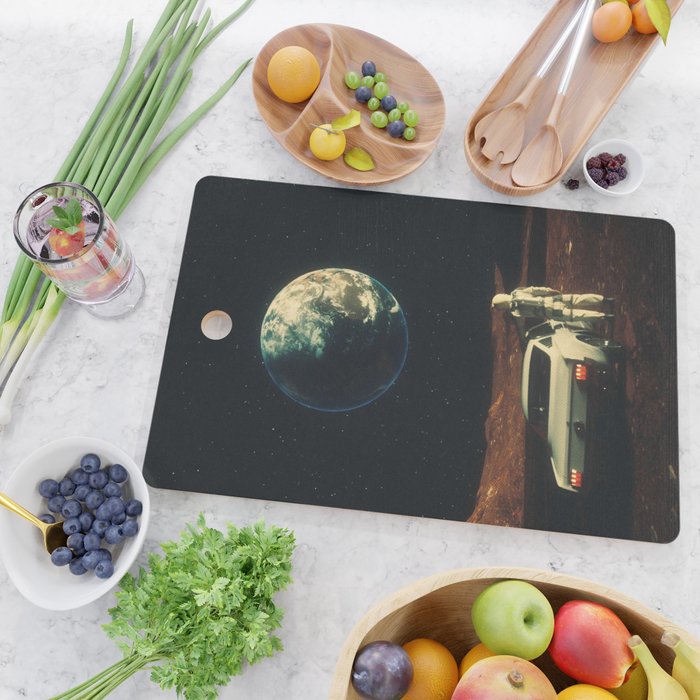 Far From Home - Retro-Futuristic Marsian Astronaut Collage Artwork  Cutting Board Gallery Image 2