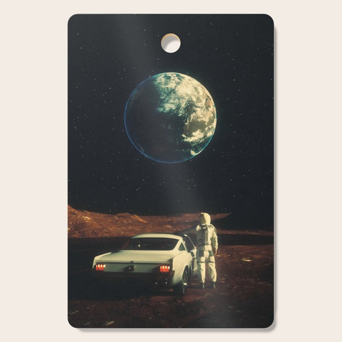 Far From Home - Retro-Futuristic Marsian Astronaut Collage Artwork  Cutting Board Gallery Image 1
