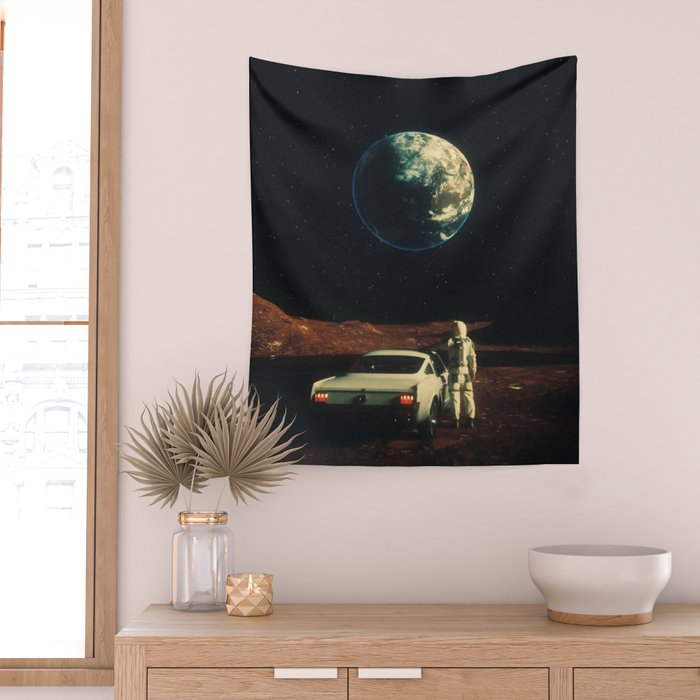 Far From Home - Retro-Futuristic Marsian Astronaut Collage Artwork  Wall Tapestry Gallery Image 2