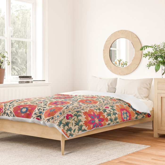 Kermina Suzani Uzbekistan Embroidery Print Duvet Cover Gallery Image 2