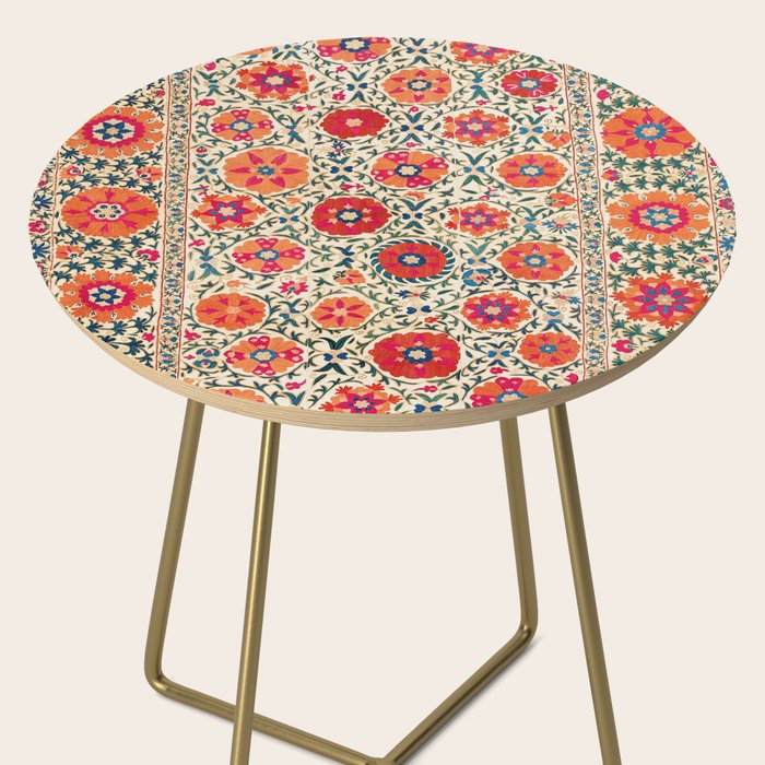 Kermina Suzani Uzbekistan Embroidery Print Side Table Gallery Image 2