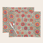 Kermina Suzani Uzbekistan Embroidery Print Placemat Gallery Image 1