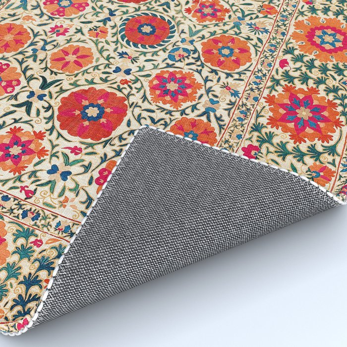 Kermina Suzani Uzbekistan Embroidery Print Rug Gallery Image 4
