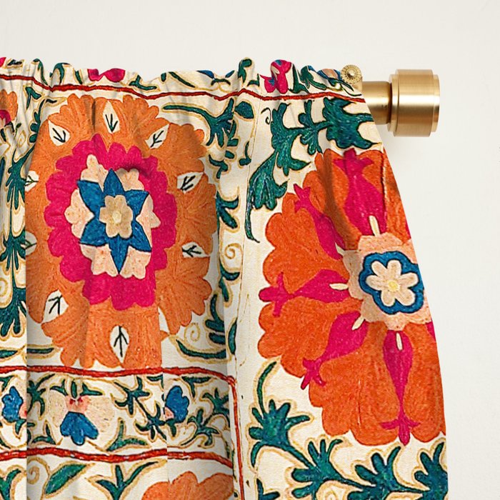 Kermina Suzani Uzbekistan Embroidery Print Window Curtain Gallery Image 2