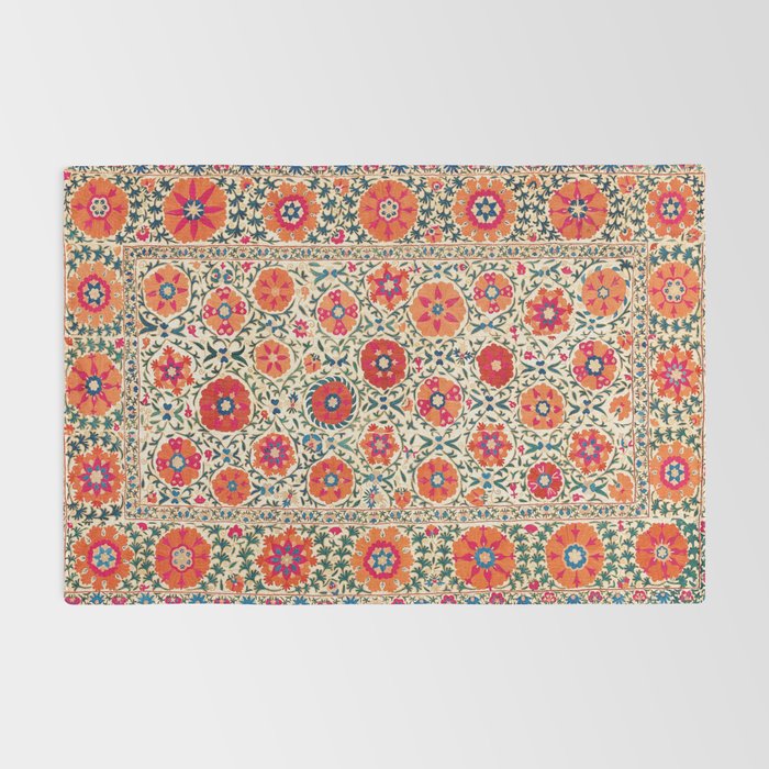 Kermina Suzani Uzbekistan Embroidery Print Rug Gallery Image 2