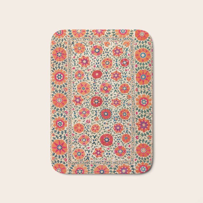 Kermina Suzani Uzbekistan Embroidery Print Bath Mat Gallery Image 1