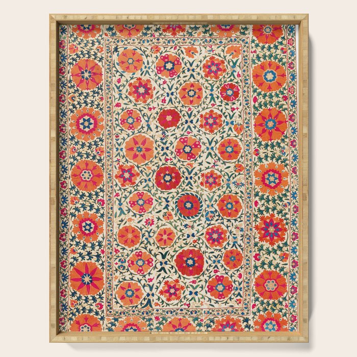 Kermina Suzani Uzbekistan Embroidery Print Serving Tray Gallery Image 1