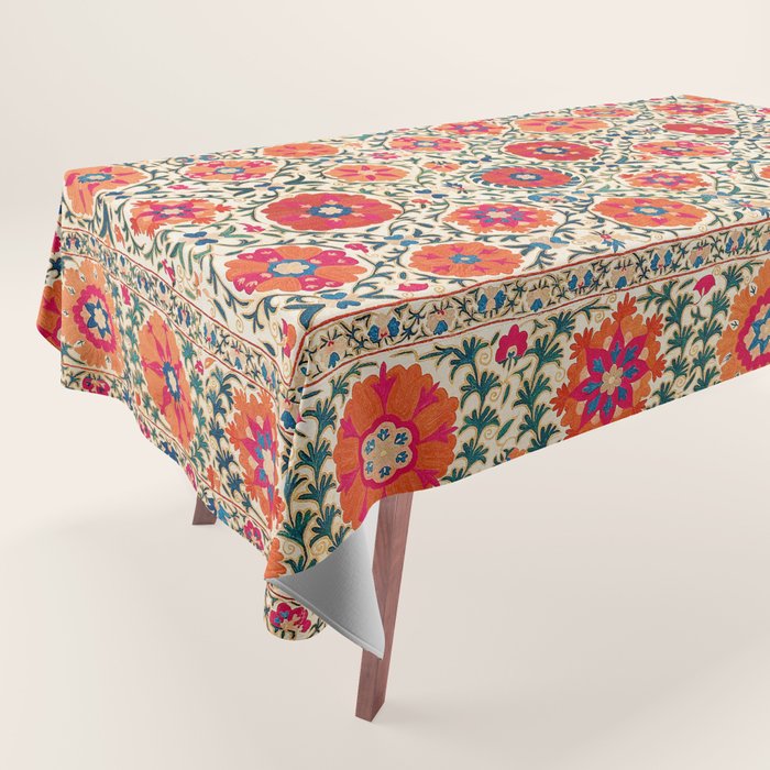 Kermina Suzani Uzbekistan Embroidery Print Tablecloth Gallery Image 1