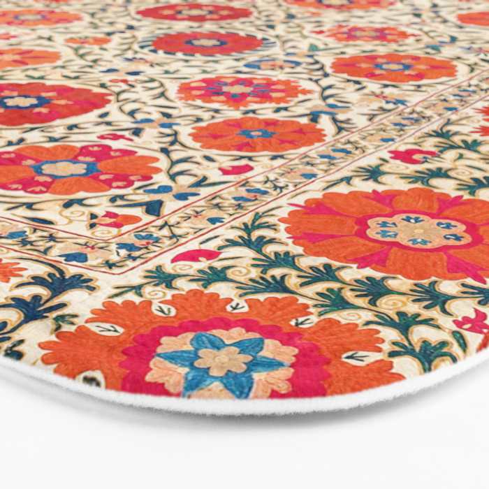 Kermina Suzani Uzbekistan Embroidery Print Bath Mat Gallery Image 3
