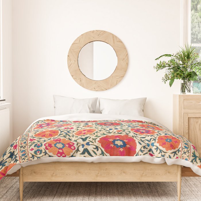 Kermina Suzani Uzbekistan Embroidery Print Duvet Cover Gallery Image 3