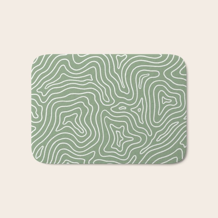 Topographic- Sage Green Bath Mat Gallery Image 1