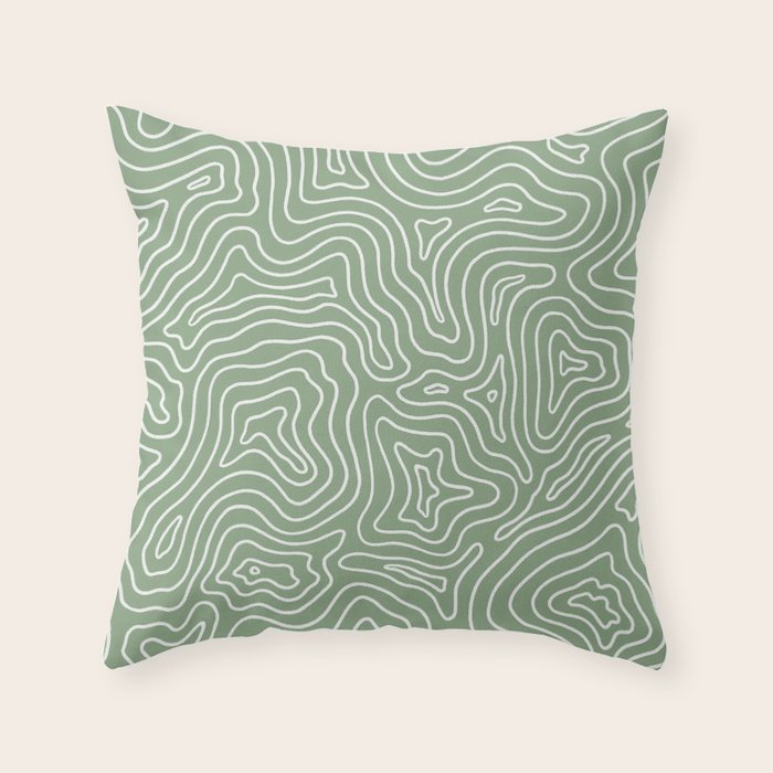 Topographic- Sage Green Throw Pillow Gallery Image 6