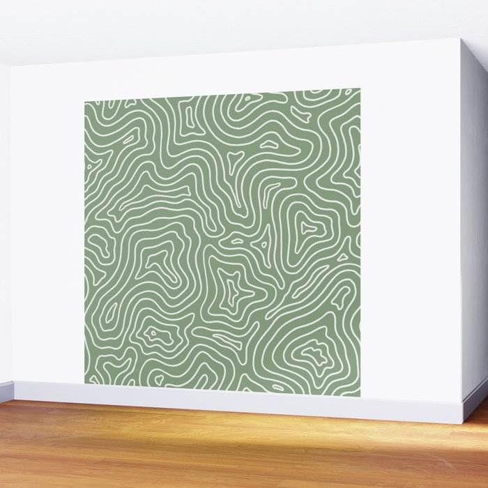 Topographic- Sage Green Wall Mural Gallery Image 2