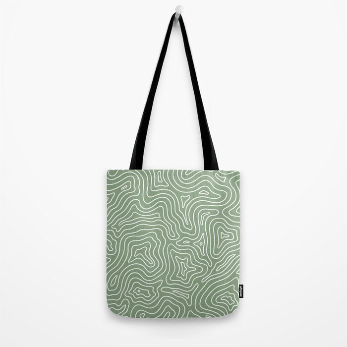 Topographic- Sage Green Tote Bag Gallery Image 2