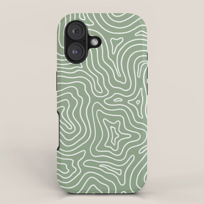 Topographic- Sage Green iPhone Case Gallery Image 1