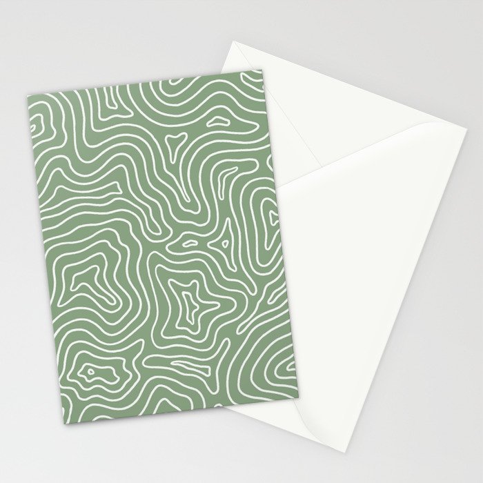 Topographic- Sage Green Stationery Card Gallery Image 2