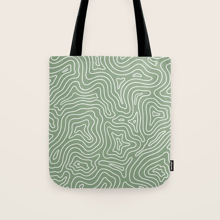 Topographic- Sage Green Tote Bag Gallery Image 1